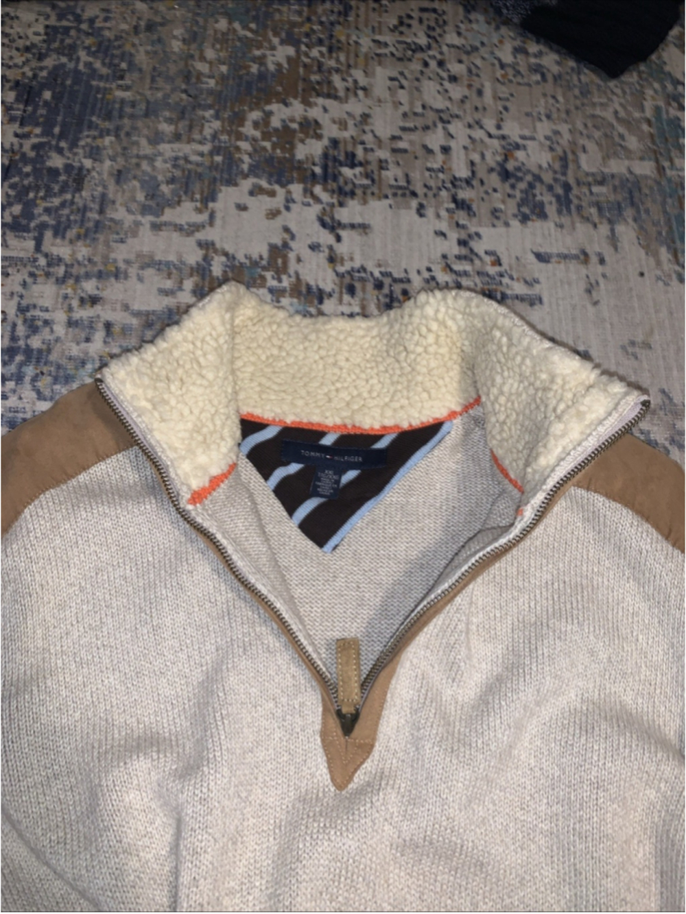 Tommy Hilfiger 1/4-Zip Heavy Pullover Sweater With Elbow & Shoulder Patches XXG - Picture 5 of 16